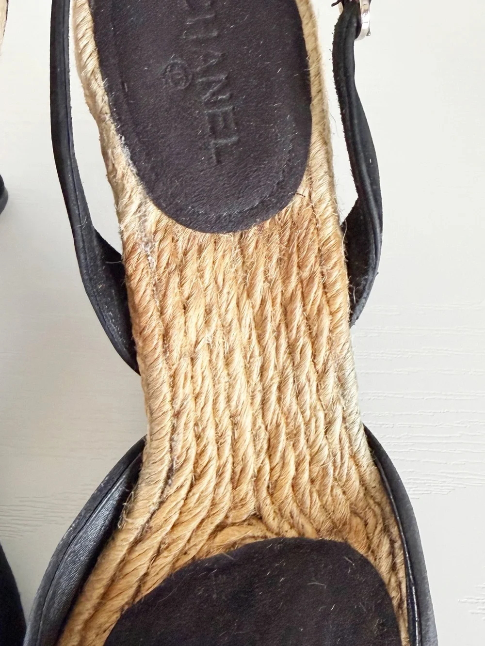 Chanel Camellia Espadrille Wedge Sandals 2006 Cruise Black Suede EU 40